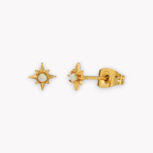 Dainty Opal Star Stud Earrings