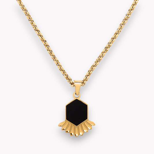 Onyx Fan Pendant Necklace