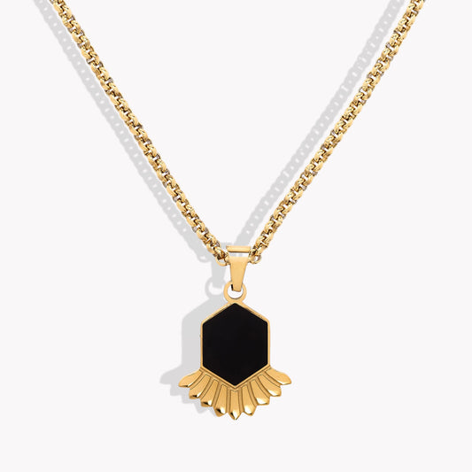 Onyx Fan Pendant Necklace