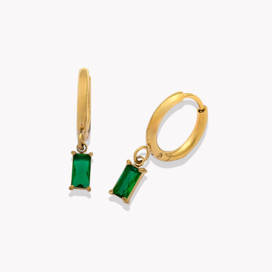 Emerald Stone Hoops