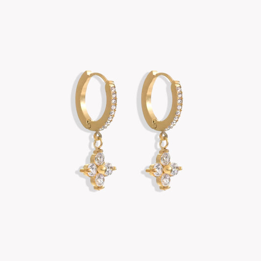 Floret Drop Hooped Earrings