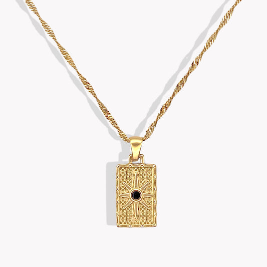 Gold Star Tablet Pendant Necklace