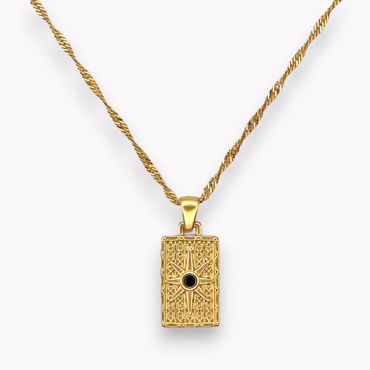 Gold Star Tablet Pendant Necklace