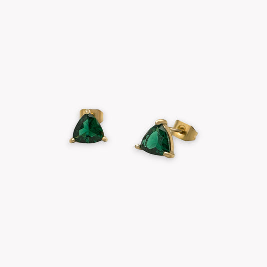 Emerald Crystal Triangle Studs