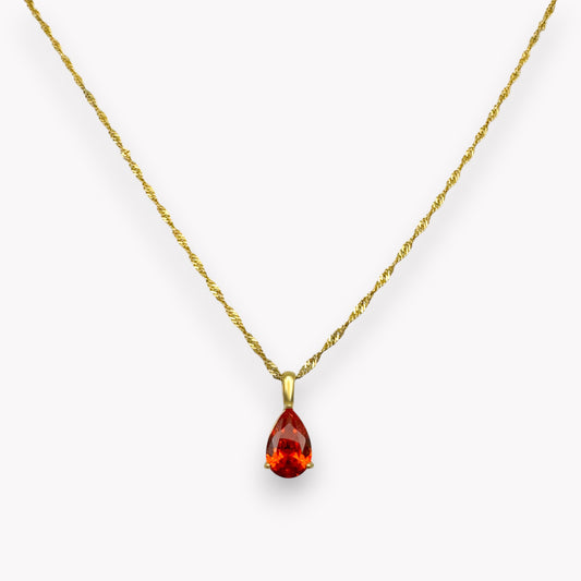 Pear Ruby Pendant Necklace